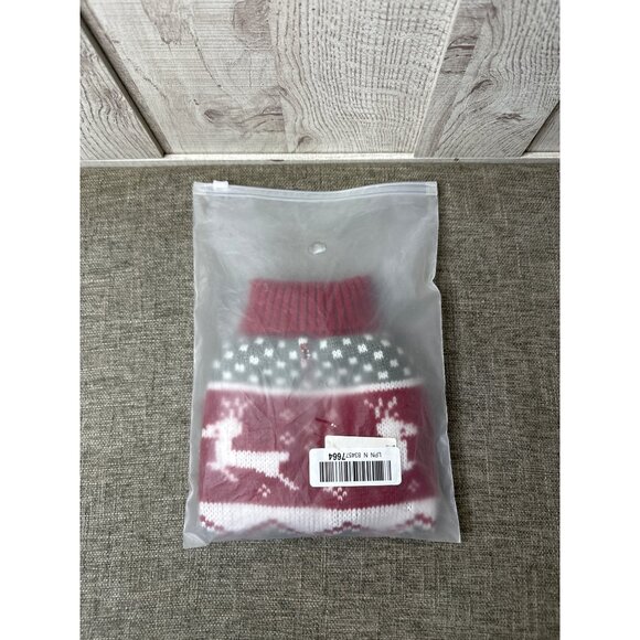 Christmas Dog Sweater Red & Gray Reindeer Pattern 12" Acrylic Knit Pet Winter - Picture 4 of 4